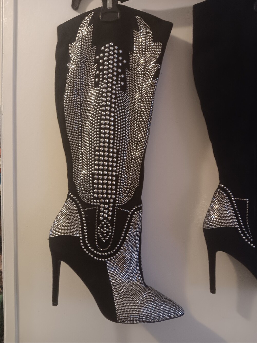 Womens dolly inspired Cape Robbin Olkley Crystal Cowgirl Boots Bling Stiletto